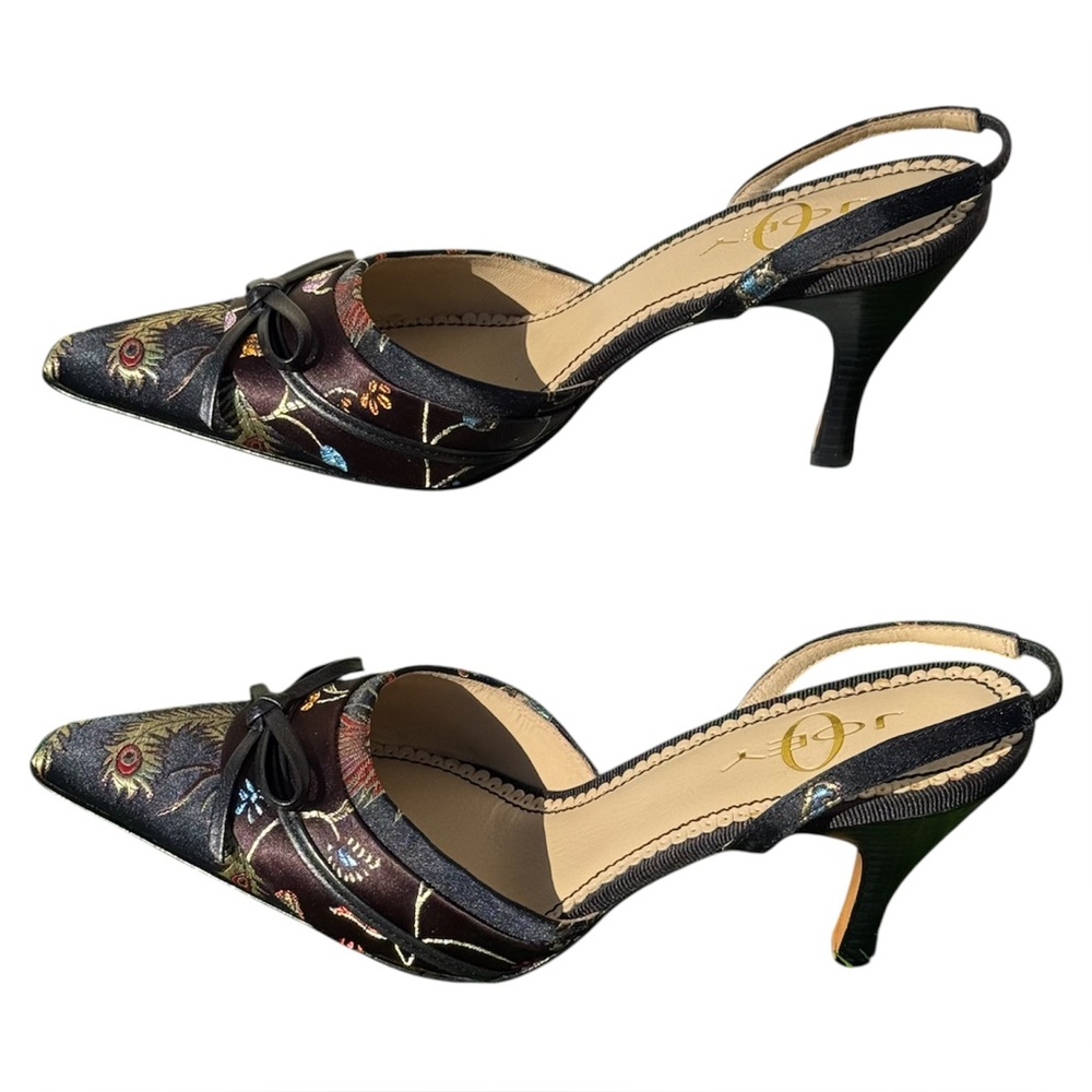 Joey Tibet Elegant Black Floral Women's Heels 6.5